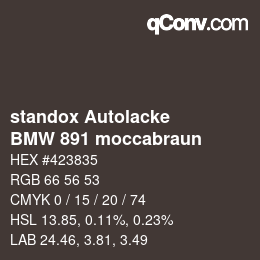 Código de color: standox Autolacke - BMW 891 moccabraun | qconv.com