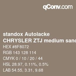 Color code: standox Autolacke - CHRYSLER ZTJ medium sandstone | qconv.com