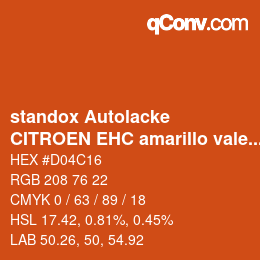 Code couleur: standox Autolacke - CITROEN EHC amarillo valencia 480 OEM 2005 | qconv.com