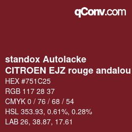 Color code: standox Autolacke - CITROEN EJZ rouge andalou | qconv.com