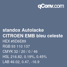 Color code: standox Autolacke - CITROEN EMB bleu celeste | qconv.com