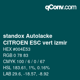 Código de color: standox Autolacke - CITROEN ESC vert izmir | qconv.com