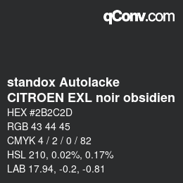 Color code: standox Autolacke - CITROEN EXL noir obsidien | qconv.com