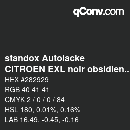 Color code: standox Autolacke - CITROEN EXL noir obsidien OEM 2005 | qconv.com