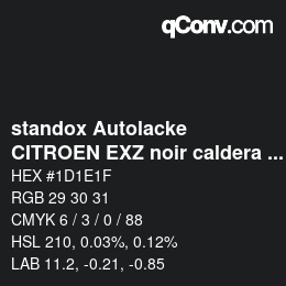Color code: standox Autolacke - CITROEN EXZ noir caldera OEM 2006 | qconv.com