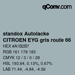Code couleur: standox Autolacke - CITROEN EYG gris route 66 | qconv.com