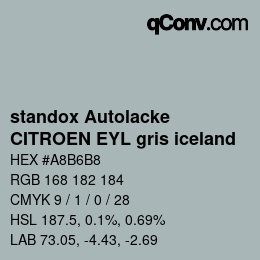 Color code: standox Autolacke - CITROEN EYL gris iceland | qconv.com