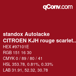Código de color: standox Autolacke - CITROEN KJH rouge scarlet OEM 2006 | qconv.com