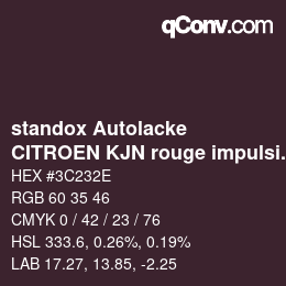 Farbcode: standox Autolacke - CITROEN KJN rouge impulsion | qconv.com