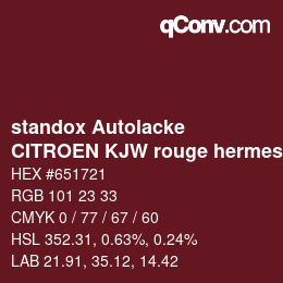 Code couleur: standox Autolacke - CITROEN KJW rouge hermes | qconv.com
