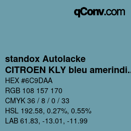 Color code: standox Autolacke - CITROEN KLY bleu amerindien | qconv.com