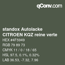 Farbcode: standox Autolacke - CITROEN KQZ reine verte | qconv.com