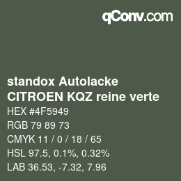 Color code: standox Autolacke - CITROEN KQZ reine verte | qconv.com