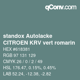 Color code: standox Autolacke - CITROEN KRV vert romarin | qconv.com