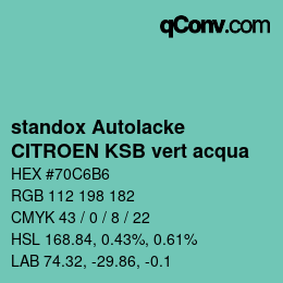 Color code: standox Autolacke - CITROEN KSB vert acqua | qconv.com