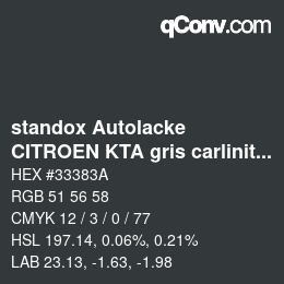 Color code: standox Autolacke - CITROEN KTA gris carlinite OEM 2006 | qconv.com