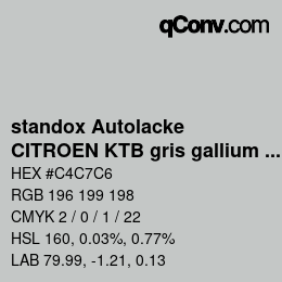 Color code: standox Autolacke - CITROEN KTB gris gallium OEM 2006 | qconv.com