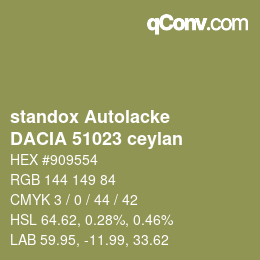 Code couleur: standox Autolacke - DACIA 51023 ceylan | qconv.com