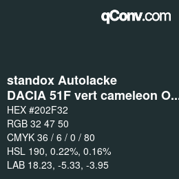 Color code: standox Autolacke - DACIA 51F vert cameleon OEM 2005 | qconv.com