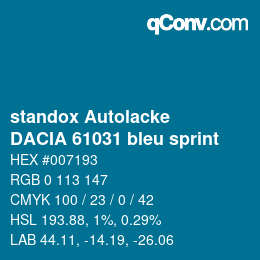 Color code: standox Autolacke - DACIA 61031 bleu sprint | qconv.com