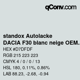 Farbcode: standox Autolacke - DACIA F30 blanc neige OEM 2006 | qconv.com