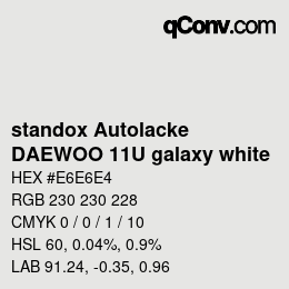 Color code: standox Autolacke - DAEWOO 11U galaxy white | qconv.com