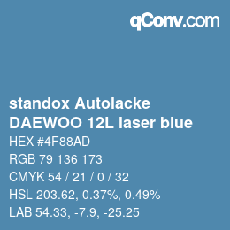 Color code: standox Autolacke - DAEWOO 12L laser blue | qconv.com