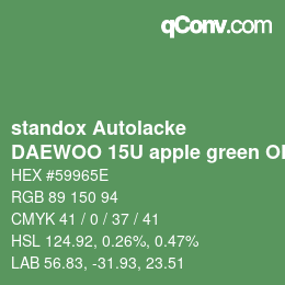 Code couleur: standox Autolacke - DAEWOO 15U apple green OEM 2006 | qconv.com