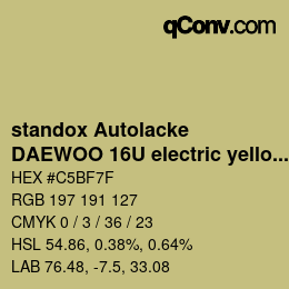 Color code: standox Autolacke - DAEWOO 16U electric yellow OEM 2006 | qconv.com