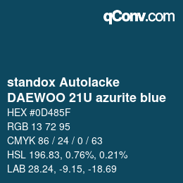 Code couleur: standox Autolacke - DAEWOO 21U azurite blue | qconv.com