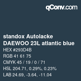 Farbcode: standox Autolacke - DAEWOO 23L atlantic blue | qconv.com