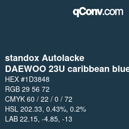 Color code: standox Autolacke - DAEWOO 23U caribbean blue | qconv.com
