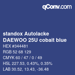 Color code: standox Autolacke - DAEWOO 25U cobait blue | qconv.com