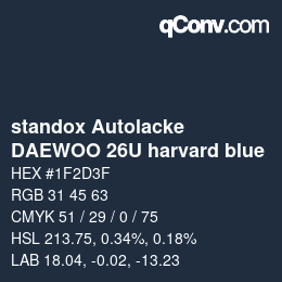 カラーコード: standox Autolacke - DAEWOO 26U harvard blue | qconv.com