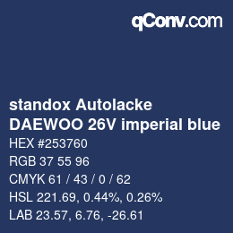 Color code: standox Autolacke - DAEWOO 26V imperial blue | qconv.com