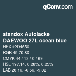 Farbcode: standox Autolacke - DAEWOO 27L ocean blue | qconv.com