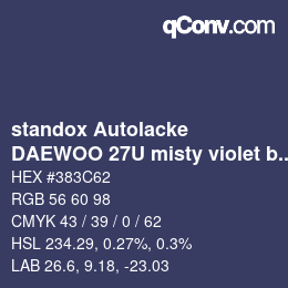 Color code: standox Autolacke - DAEWOO 27U misty violet blue | qconv.com