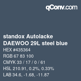 Farbcode: standox Autolacke - DAEWOO 29L steel blue | qconv.com