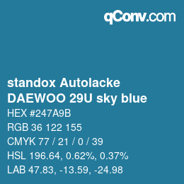 Color code: standox Autolacke - DAEWOO 29U sky blue | qconv.com