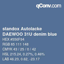 Color code: standox Autolacke - DAEWOO 31U denim blue | qconv.com