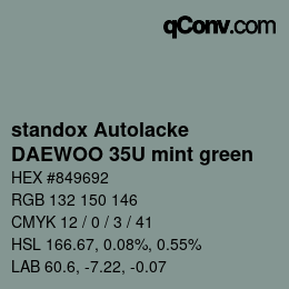 カラーコード: standox Autolacke - DAEWOO 35U mint green | qconv.com