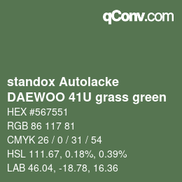 Code couleur: standox Autolacke - DAEWOO 41U grass green | qconv.com