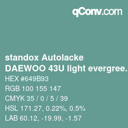 Color code: standox Autolacke - DAEWOO 43U light evergreen | qconv.com