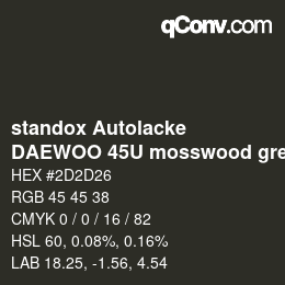 Color code: standox Autolacke - DAEWOO 45U mosswood green | qconv.com