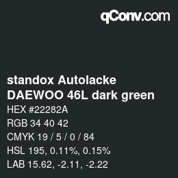Code couleur: standox Autolacke - DAEWOO 46L dark green | qconv.com