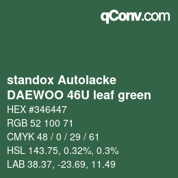 Color code: standox Autolacke - DAEWOO 46U leaf green | qconv.com