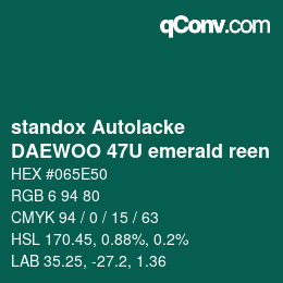 Código de color: standox Autolacke - DAEWOO 47U emerald reen | qconv.com