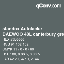 Code couleur: standox Autolacke - DAEWOO 48L canterbury green | qconv.com