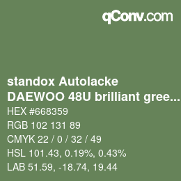 Color code: standox Autolacke - DAEWOO 48U brilliant green | qconv.com