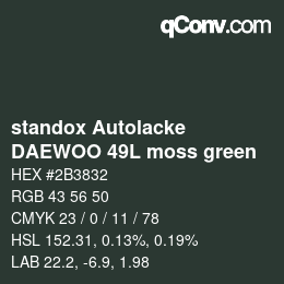 Color code: standox Autolacke - DAEWOO 49L moss green | qconv.com